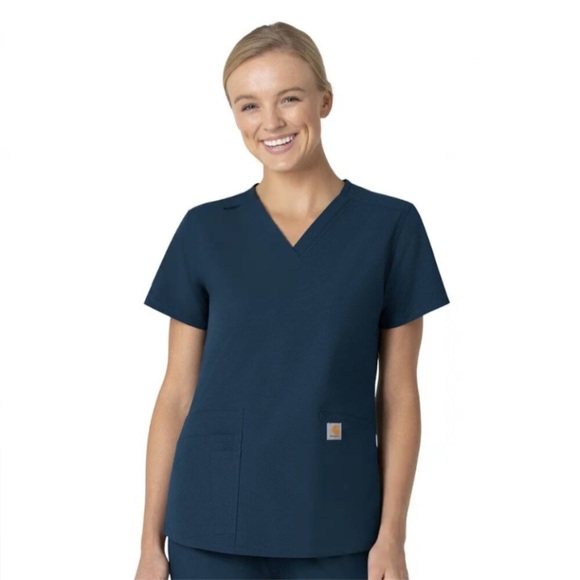 CARHARTT Force Essentials V-Neck Scrub Top in Caribbean Blue - Picture 1 of 10